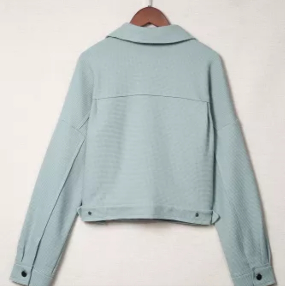 M & 2x left💕New sky blue waffle knit crop jacket - Picture 10 of 15